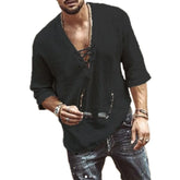 Men's Banded Collar Casual Shirt - Versatile & Stylish